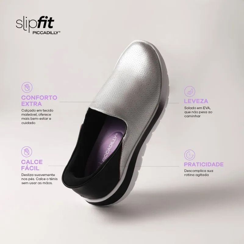 Tênis SlipFit Salto Médio Off White com Preto