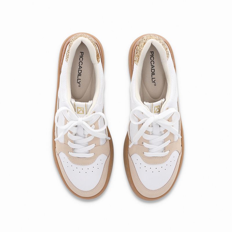 Tênis Beta Salto Baixo Branco Neve/Brule