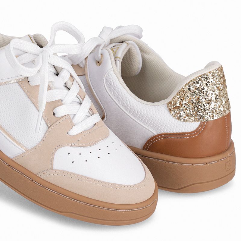 Tênis Beta Salto Baixo Branco Neve/Brule