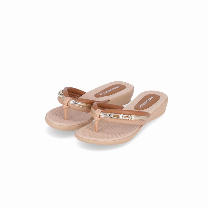 Chinelo Camila Rasteira Mascavo/Nude Claro - PICCADILLY