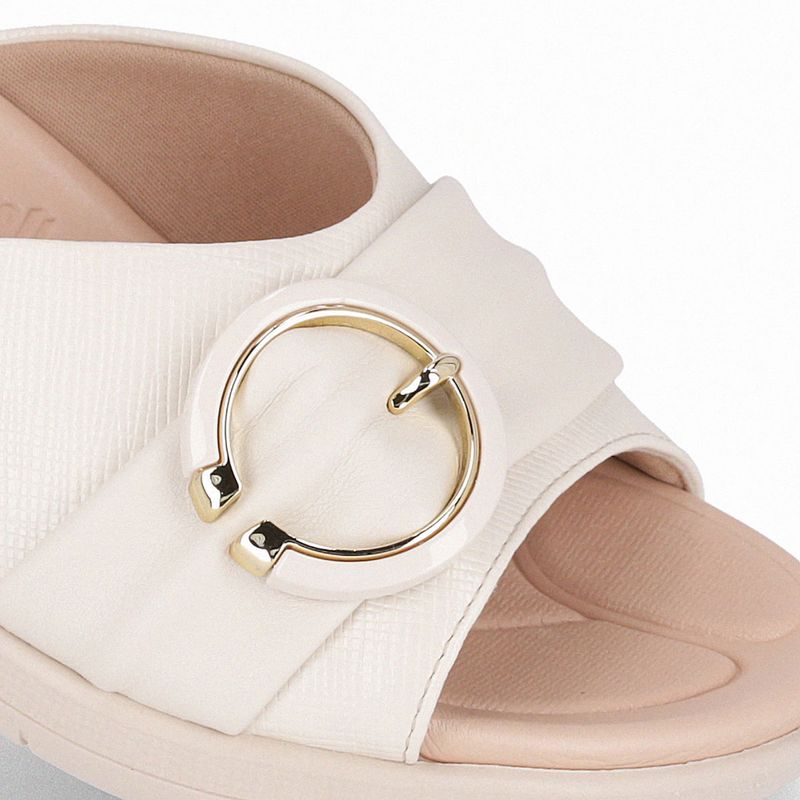 Tamanco Fascite Anabela Médio Off White