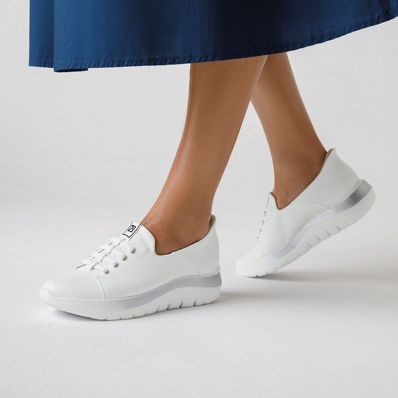 Tênis SlipFit Salto Médio Branco Neve