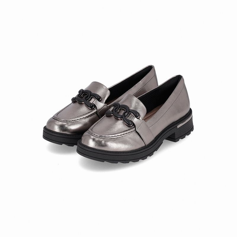 Mocassim/Loafer Gisa Salto Médio Pewter - PICCADILLY