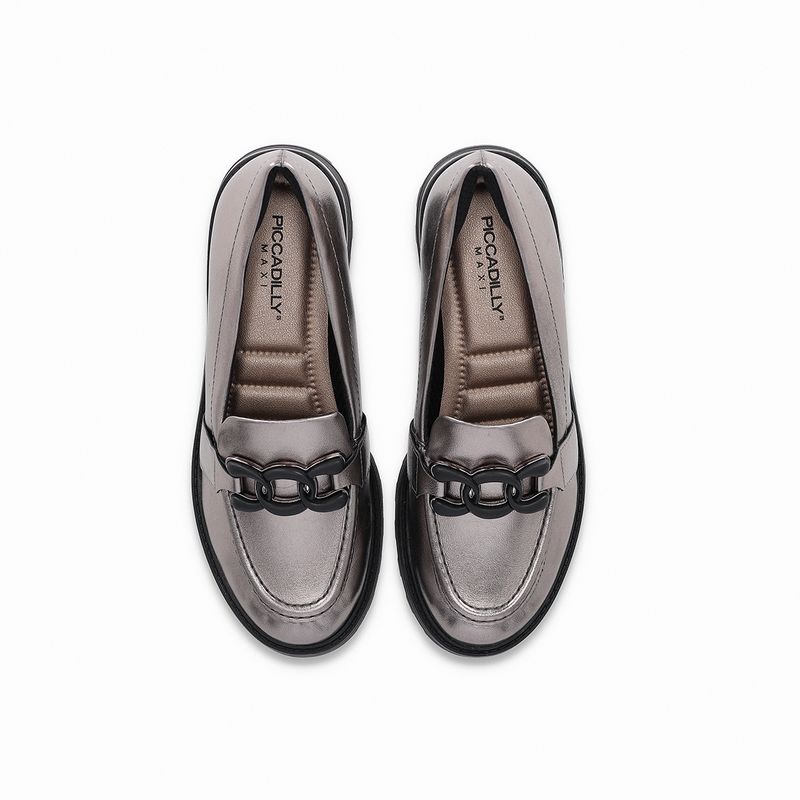 Mocassim/Loafer Gisa Salto Médio Pewter - PICCADILLY