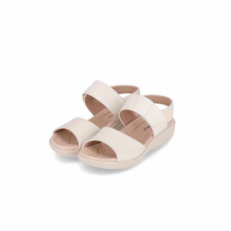 Sandália Fascite Anabela Médio Off White