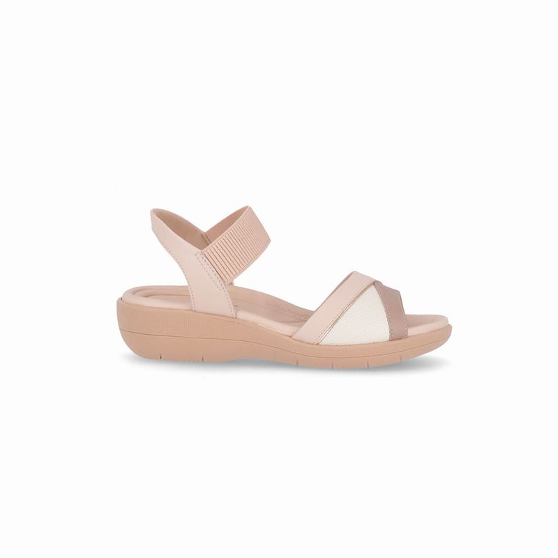 Sandália Fascite Anabela Médio Rose/Off White