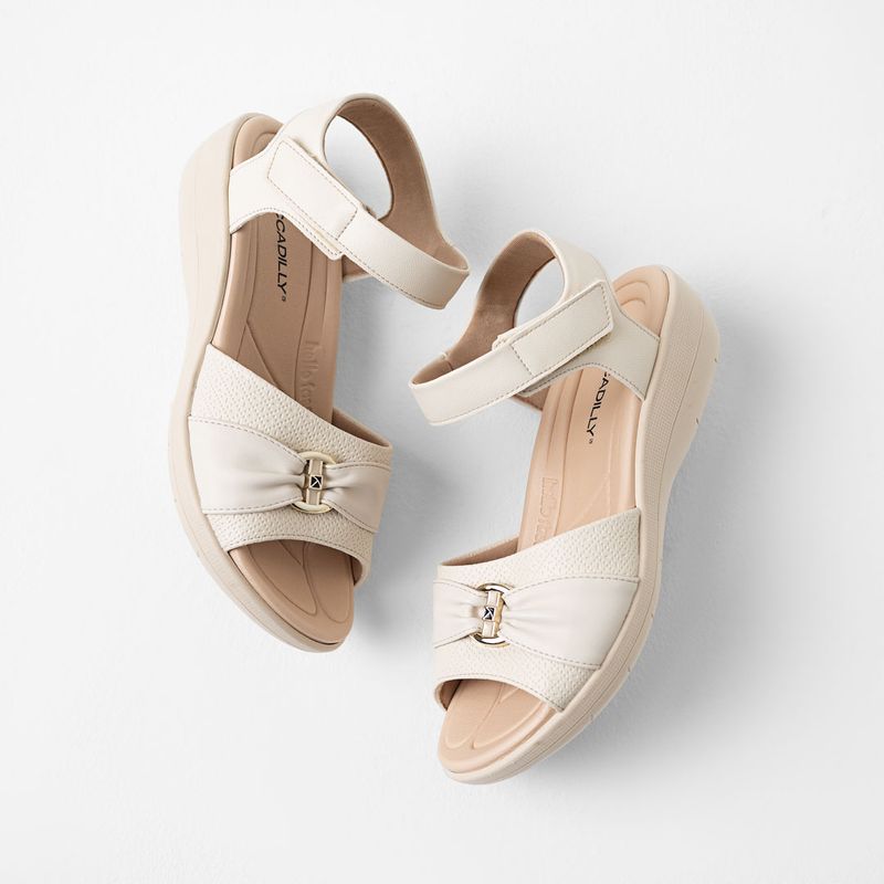 Sandália Fascite Anabela Médio Off White
