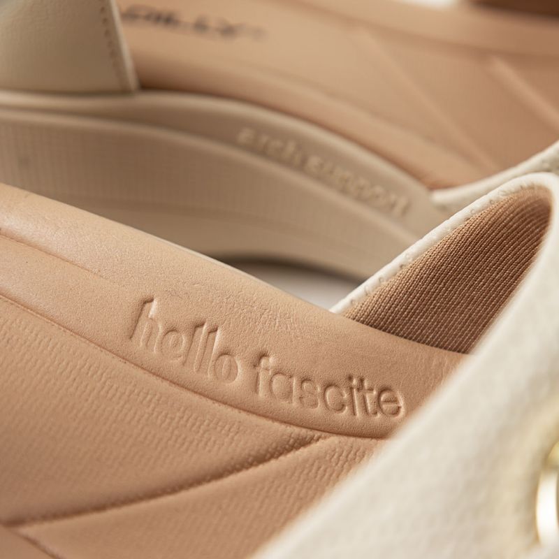 Sandália Fascite Anabela Médio Off White
