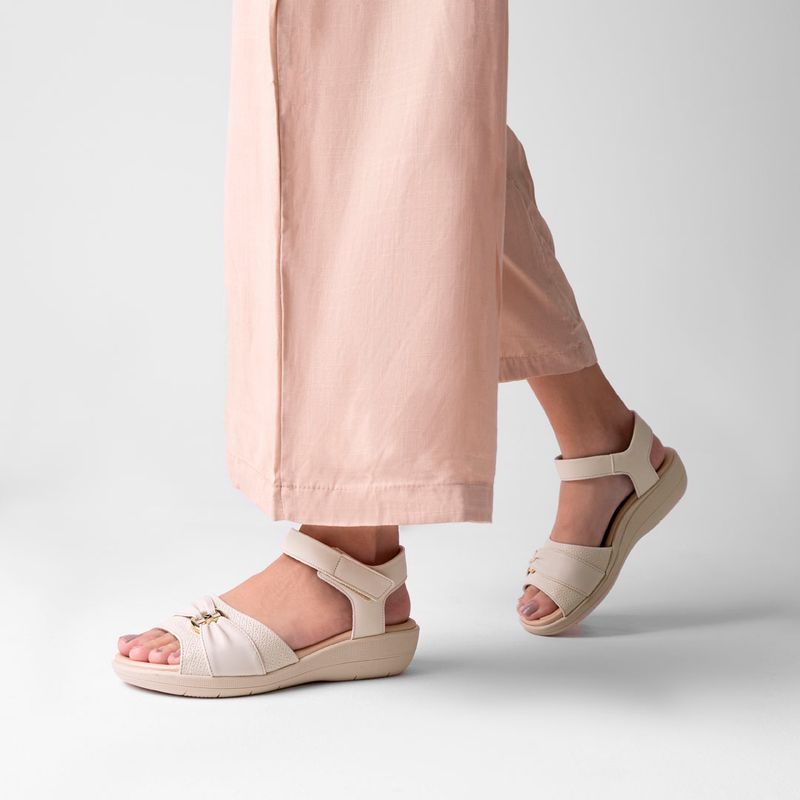 Sandália Fascite Anabela Médio Off White