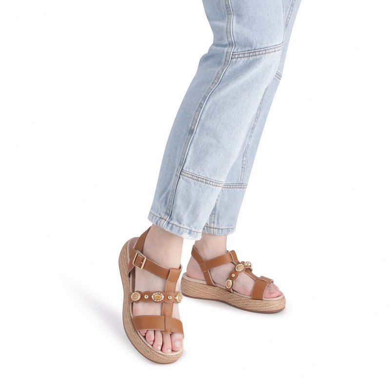 Sandália Sol Anabela Médio Mascavo