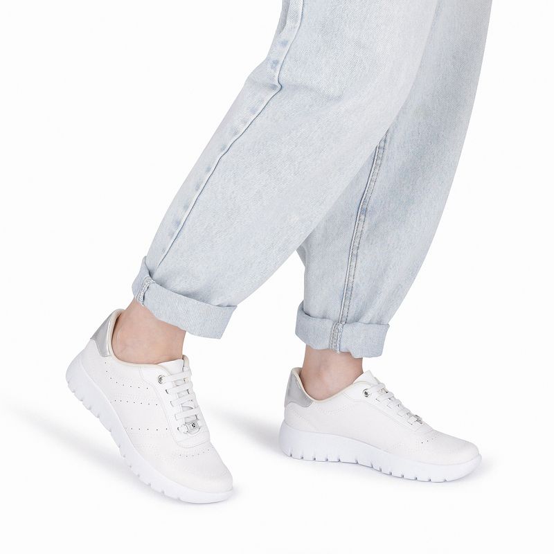 Tênis Vicky Salto Baixo Branco Neve/Prata - PICCADILLY