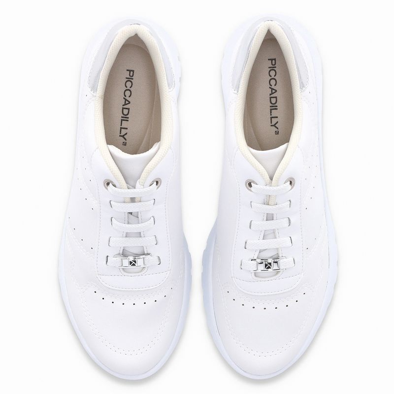 Tênis Vicky Salto Baixo Branco Neve/Prata - PICCADILLY