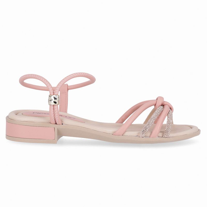 Sandália Taila Salto Baixo Iogurte com Rose