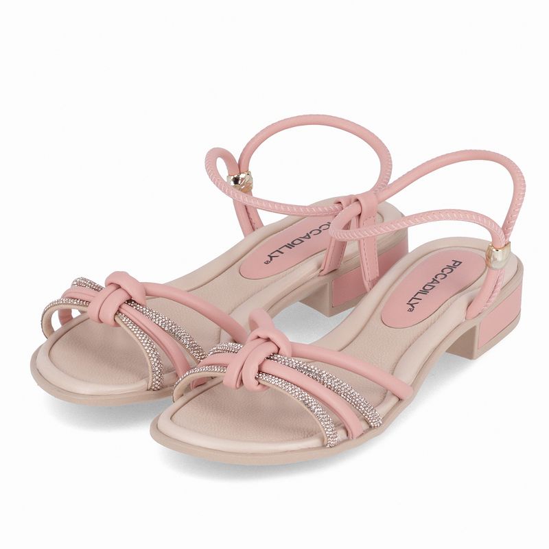 Sandália Taila Salto Baixo Iogurte com Rose