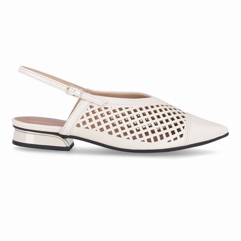 PICCADILLY MAXI - Sapato Slingback Silvia Salto Baixo Off White