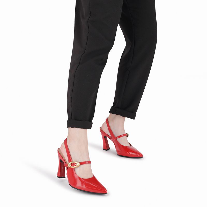 Sapato Slingback Silvana Salto Alto Vermelho