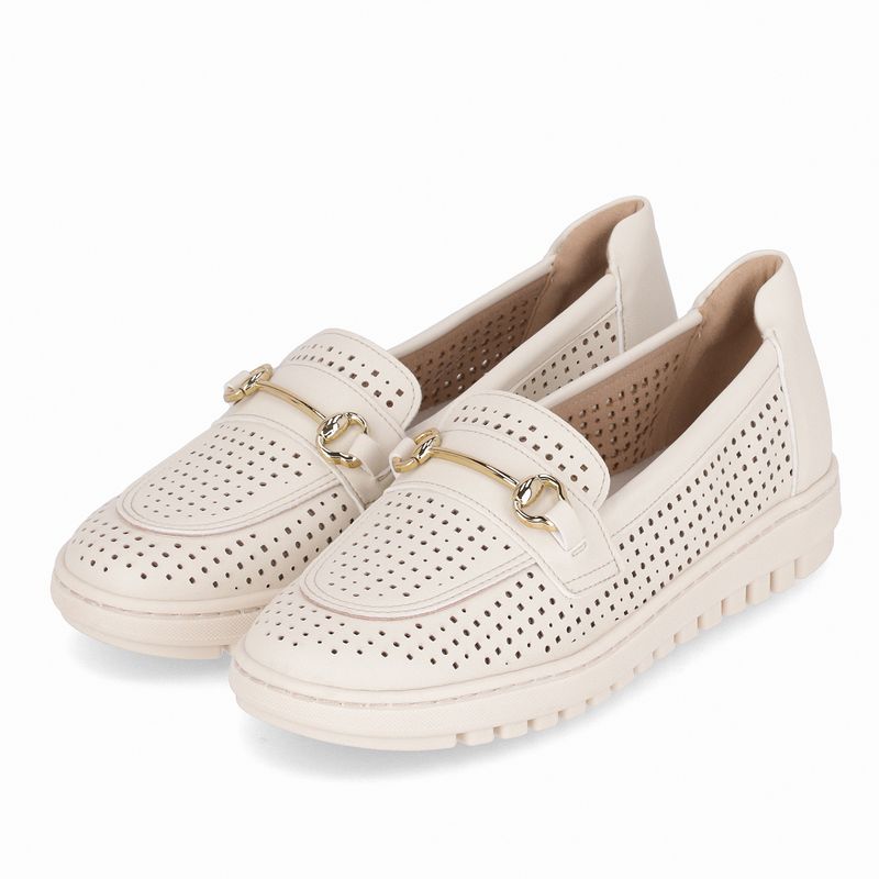 Mocassim Salto Baixo Off White