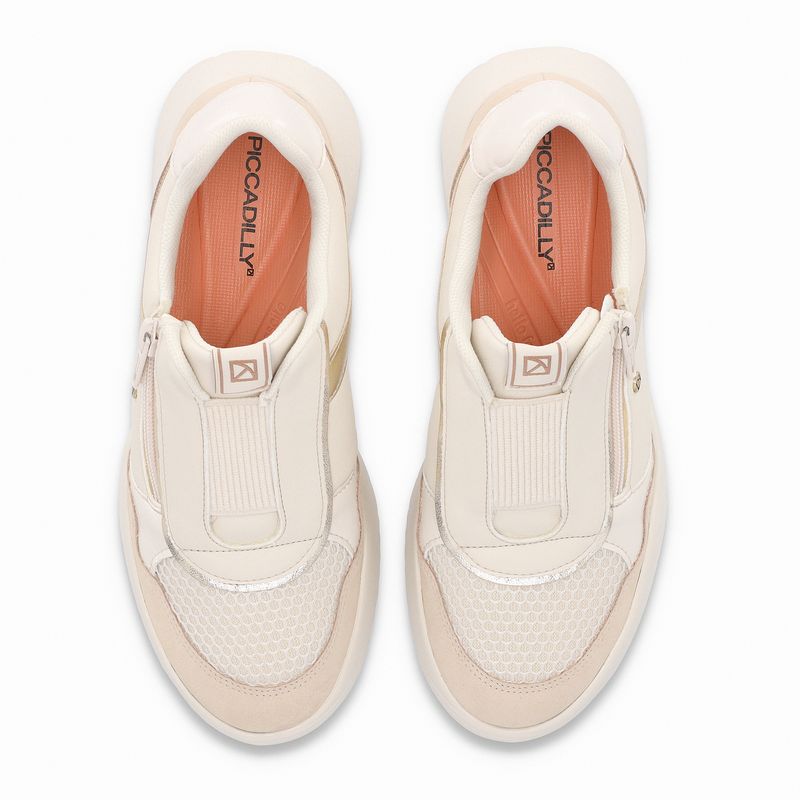 Tênis Fascite Anabela Médio Off White com Brulé