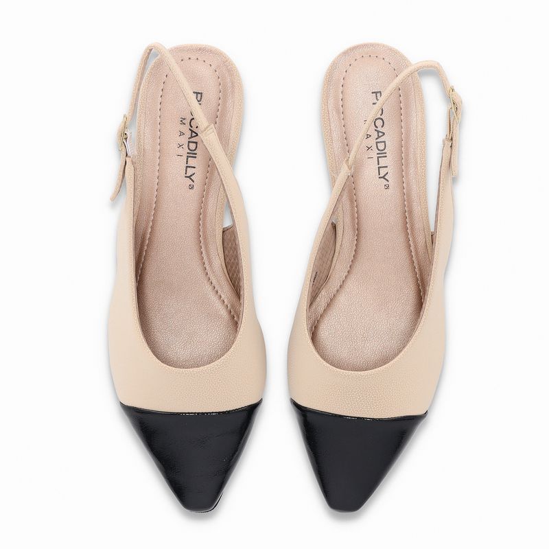 PICCADILLY MAXI - Sapato Slingback Silvia Salto Baixo Brule com Preto