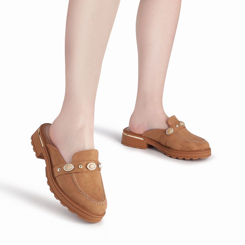 PICCADILLY MAXI - Sapato Mule Gisa Anabela Médio Mascavo