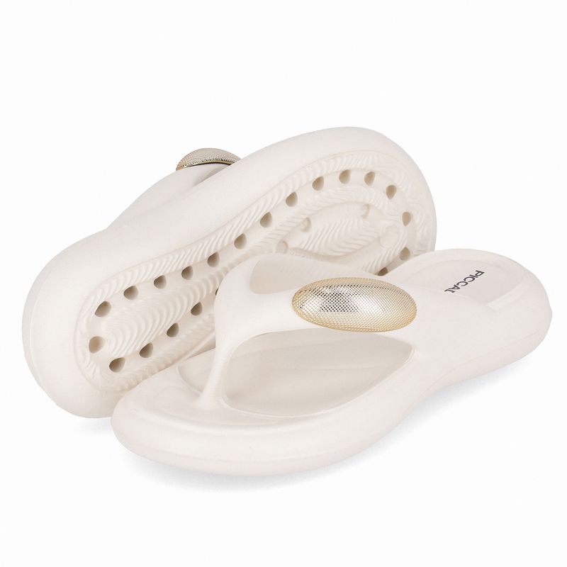 Chinelo Marshmallow com Enfeite Off White