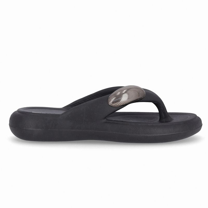 Chinelo Marshmallow com Enfeite Preto