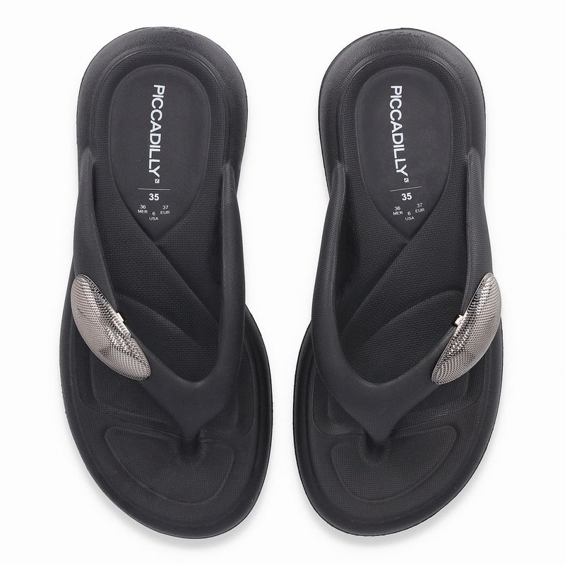 Chinelo Marshmallow com Enfeite Preto