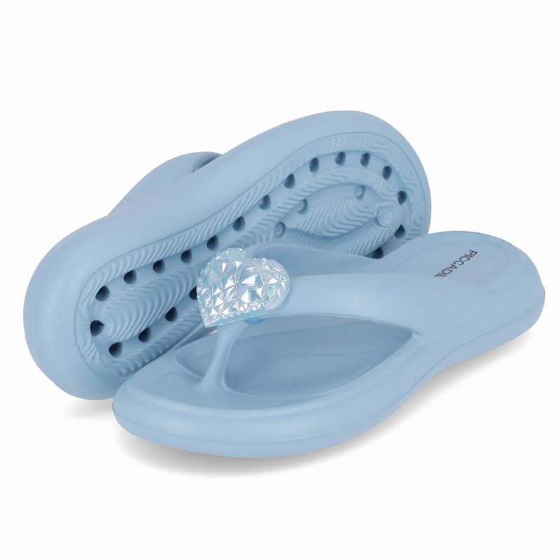 Chinelo Marshmallow com Enfeite Azul Denim