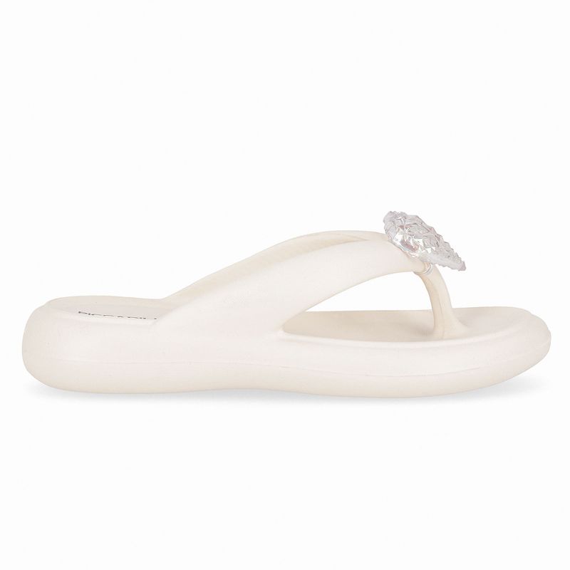 Chinelo Marshmallow com Enfeite Off White