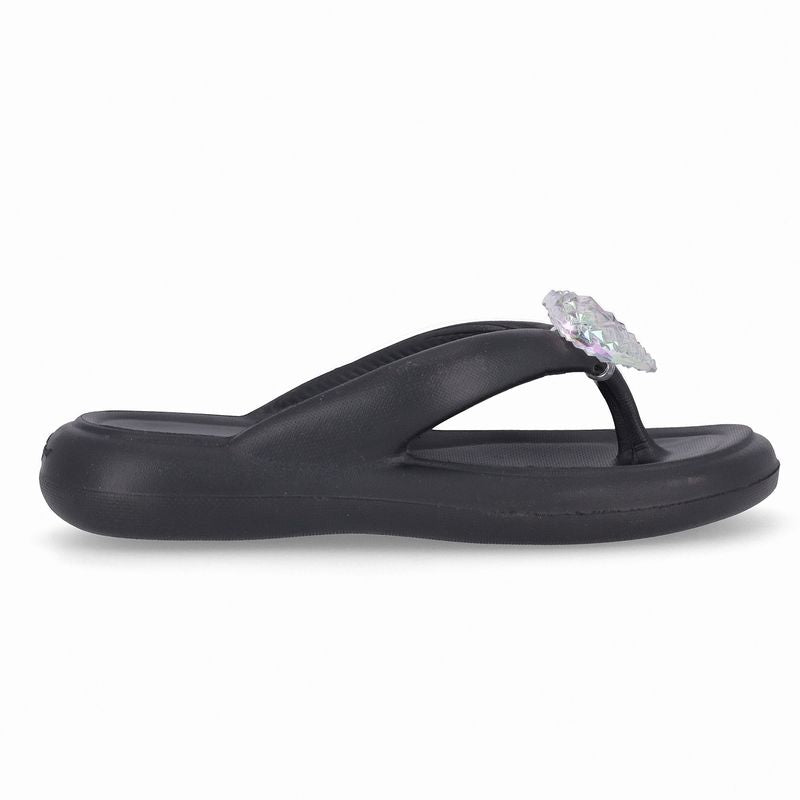 Chinelo Marshmallow com Enfeite Preto