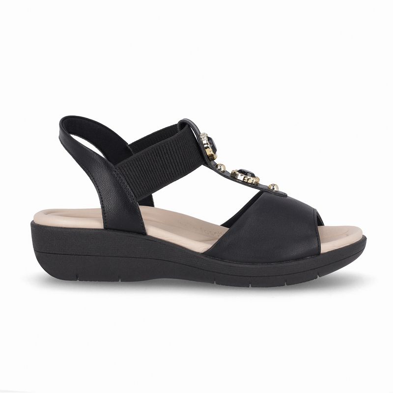 Sandália Fascite Anabela Médio Preto