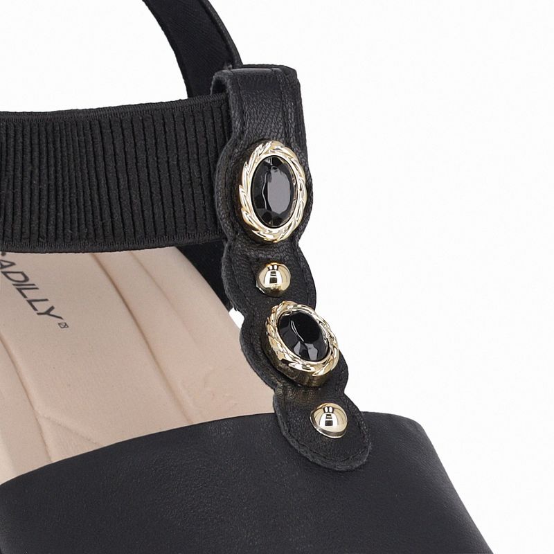 Sandália Fascite Anabela Médio Preto