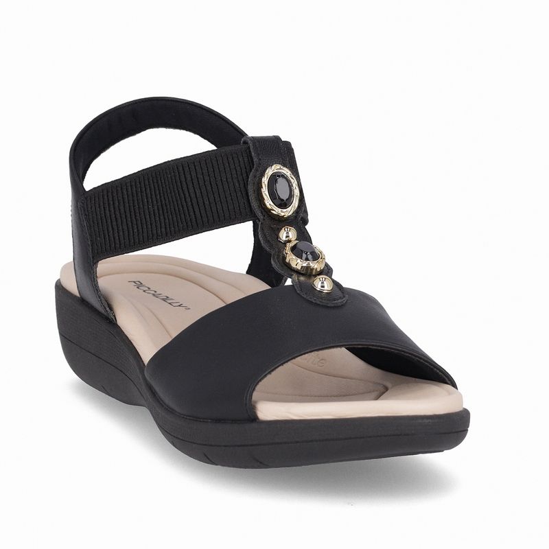 Sandália Fascite Anabela Médio Preto