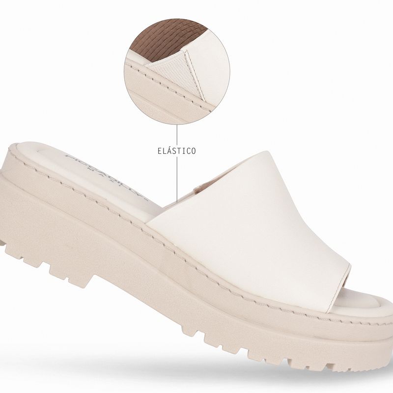 Tamanco Salto Médio Off White - PICCADILLY