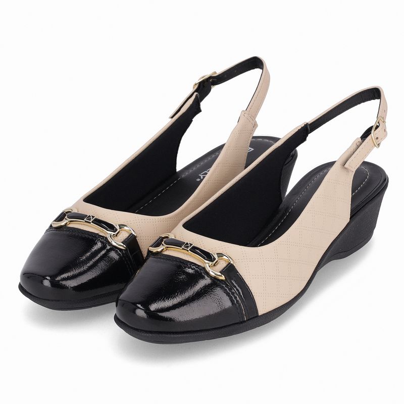Sling Back Ivone Anabela Médio Brule/Preto - PICCADILLY