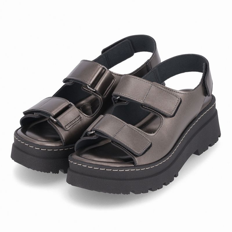 Sandália Salto Médio Pewter