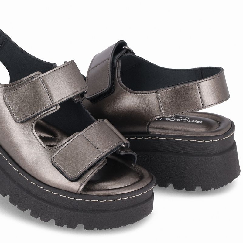 Sandália Salto Médio Pewter