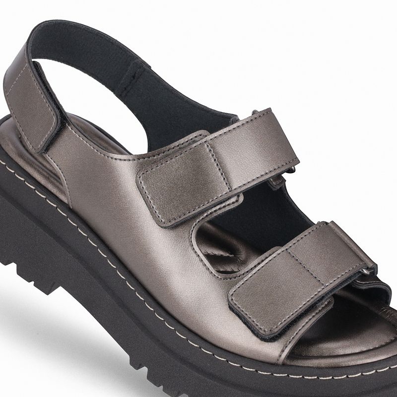 Sandália Salto Médio Pewter