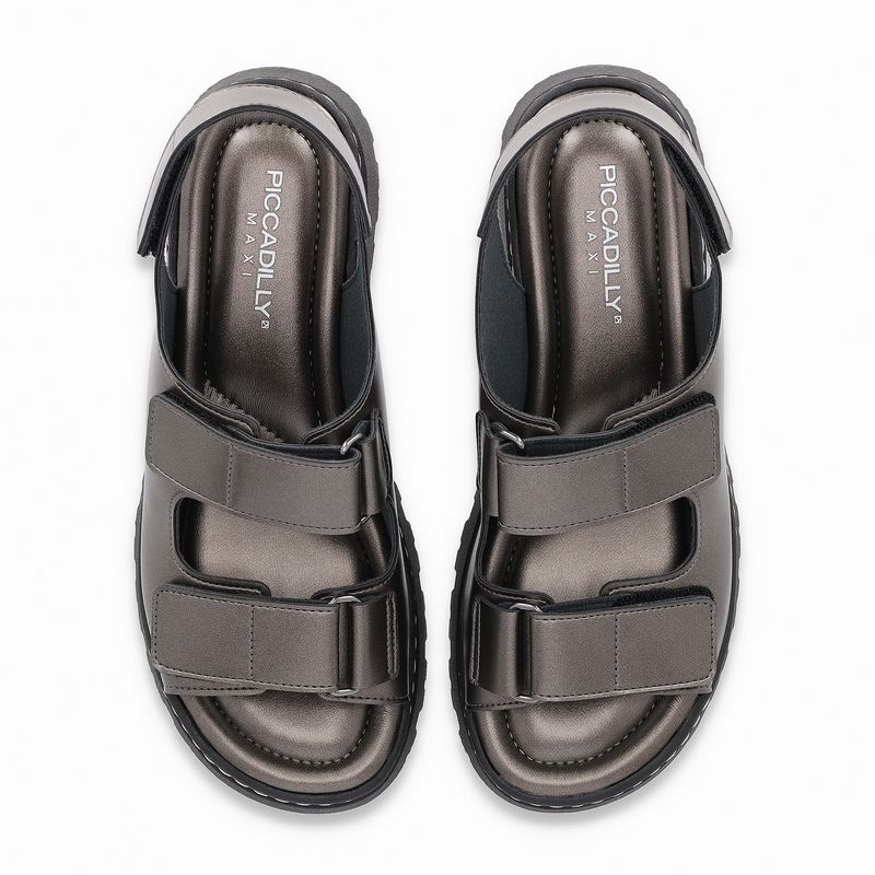 Sandália Salto Médio Pewter