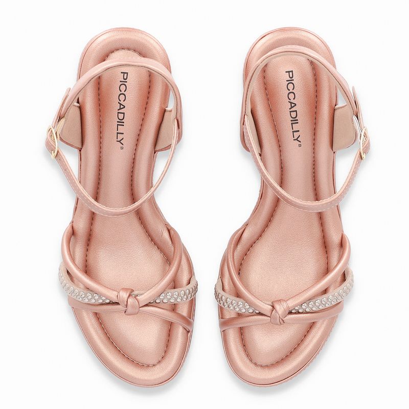 Sandália Paola Salto Médio Ouro Rosado/Areia - PICCADILLY