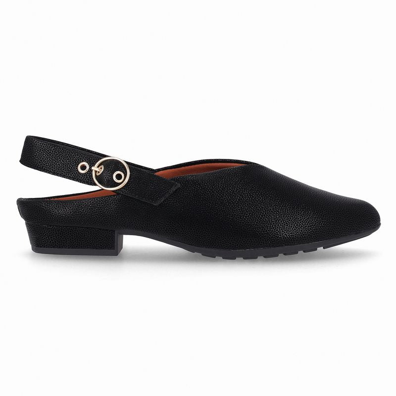 Sapato Slingback Salto Baixo Preto