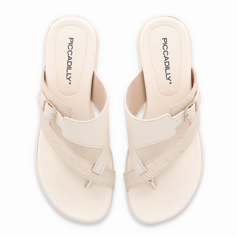 Chinelo Marli Anabela Baixo Natural com Off White
