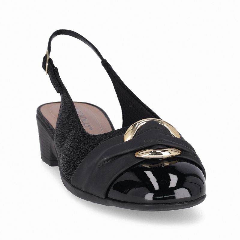 PICCADILLY MAXI - Sapato Slingback Anabela Médio Preto