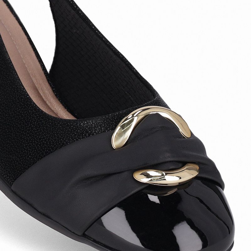 PICCADILLY MAXI - Sapato Slingback Anabela Médio Preto