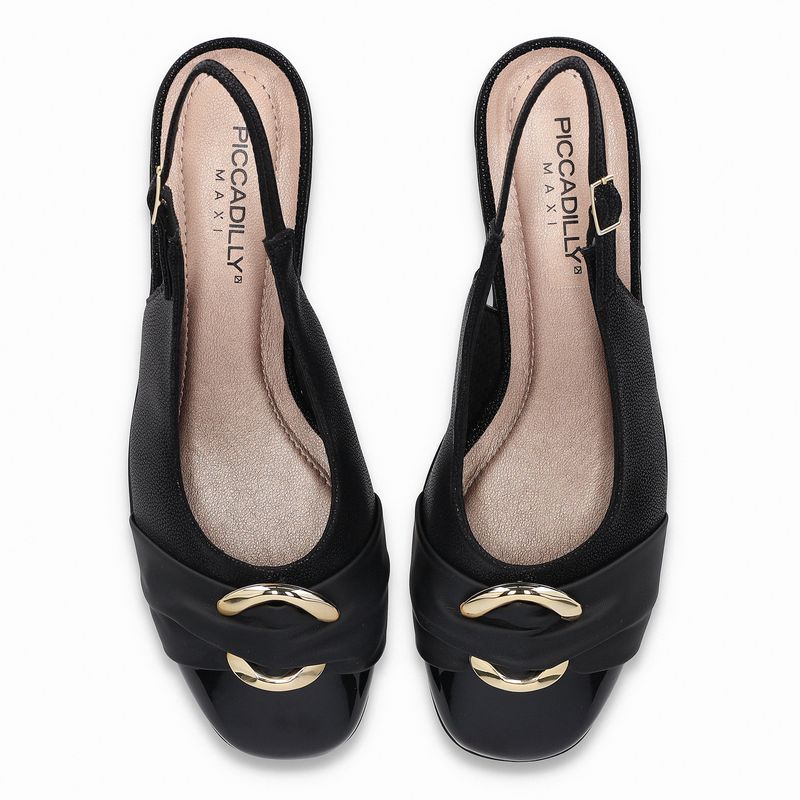 PICCADILLY MAXI - Sapato Slingback Anabela Médio Preto