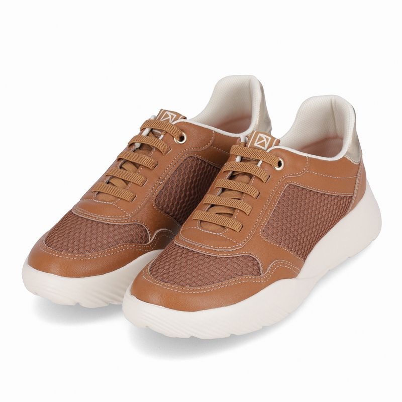 Tênis Fascite Anabela Médio Mascavo com Ouro