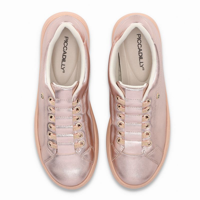 Tênis Salto Baixo Ouro Rosado