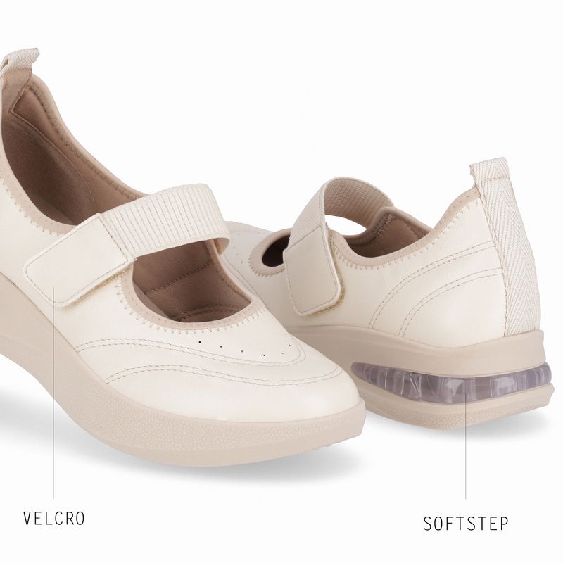 Tênis Anabela Médio Off White com Marfim