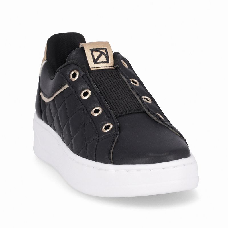 Tênis Beatriz Anabela Médio Preto com Ouro