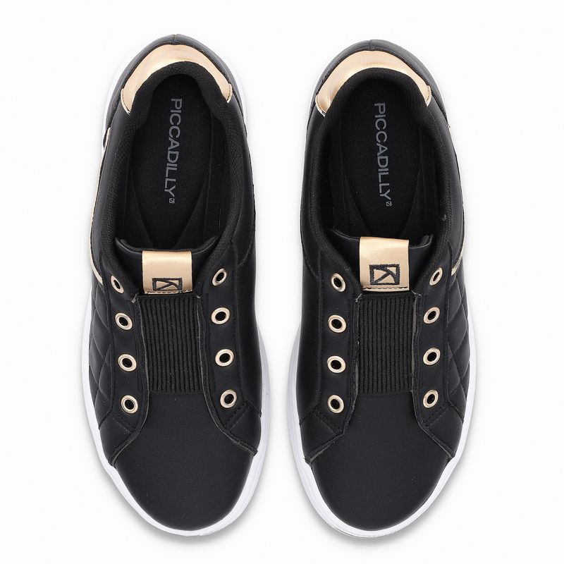 Tênis Beatriz Anabela Médio Preto com Ouro